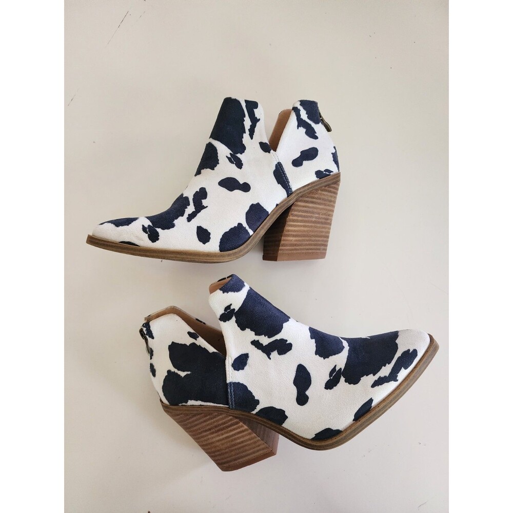 Barn Babe Boots Black& White Cow Print Booties Cowgirl Western Festival 8.5